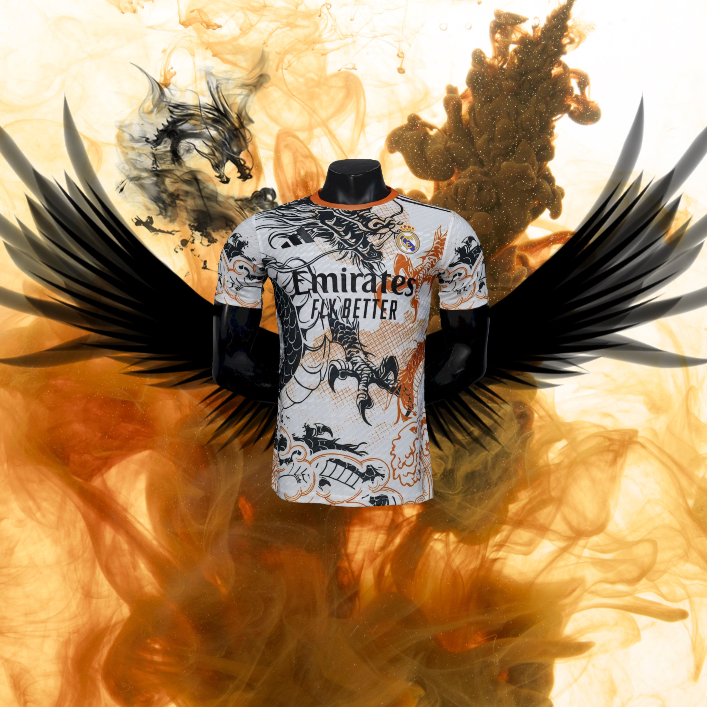 Real Madrid Maillot 25/26 Black and white dragon player version